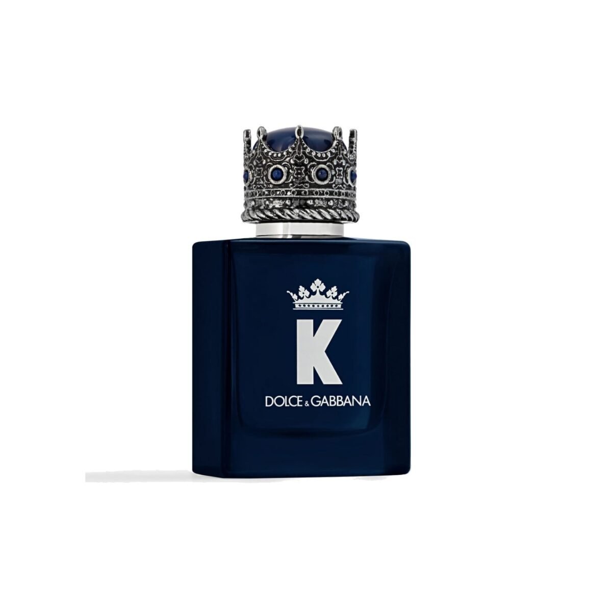 Dolce and Gabbana K Parfum 50ml navy bottle, angled view